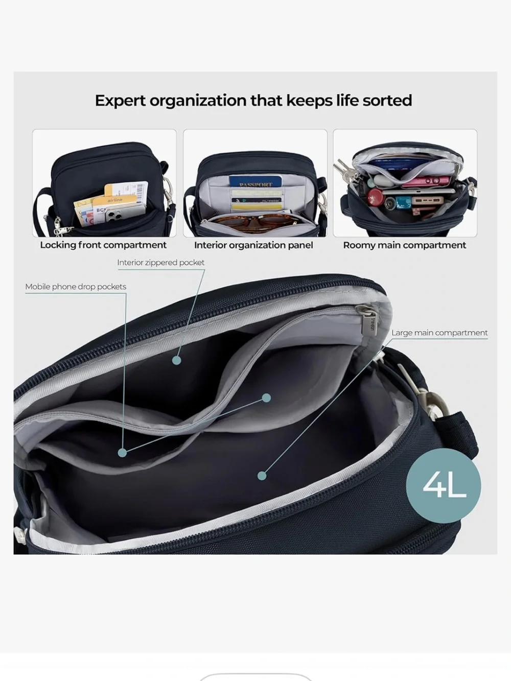 Travelon Anti-Theft Classic Travel Bag Blue Crossbody unisex